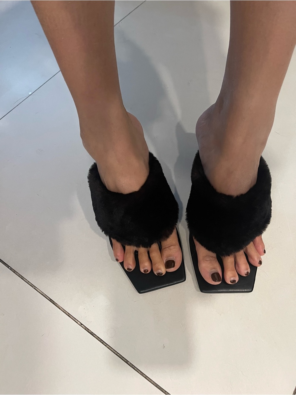 zara fur slides